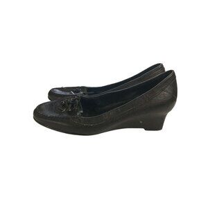 Via Spiga Women's Size 6M Black Leather Wedge Loafers shoes